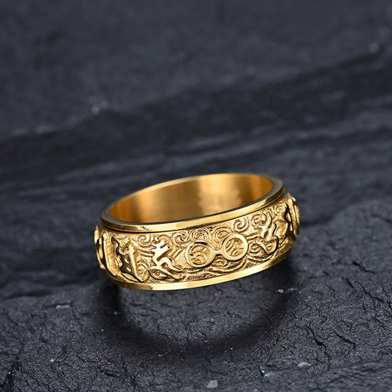 8mm Titanium Steel Om Mani Padme Hum Ring for Balance & Calm