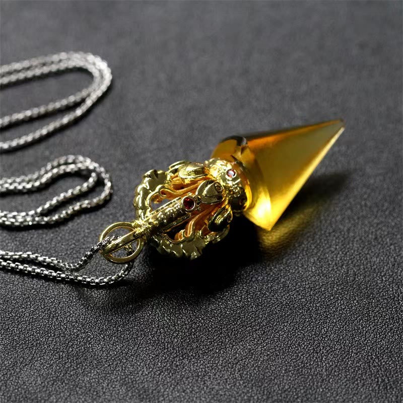 Liuli Crystal Dorje Vajra Spiritual Strength Necklace