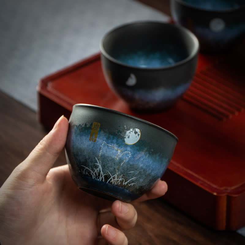 Ceramic Black Cat Tea Cup 140ml - Japanese Tableware