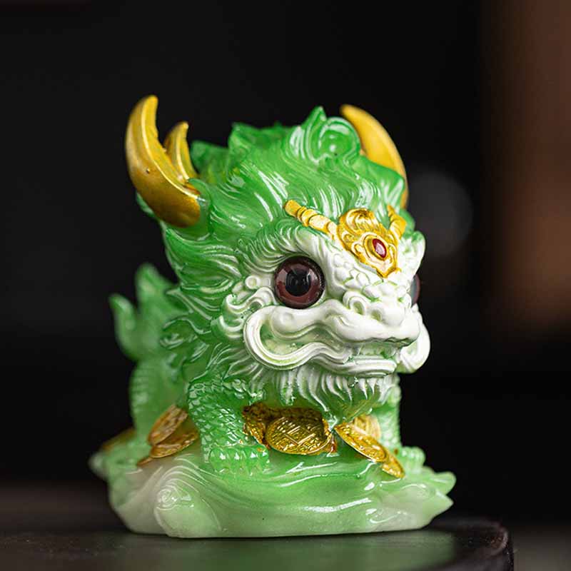 Color Changing Kirin Resin Spiritual Statue | Home Zen Decor