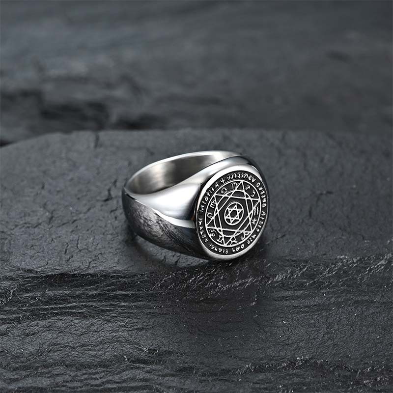Titanium Steel Star of David Zodiac Protection Ring