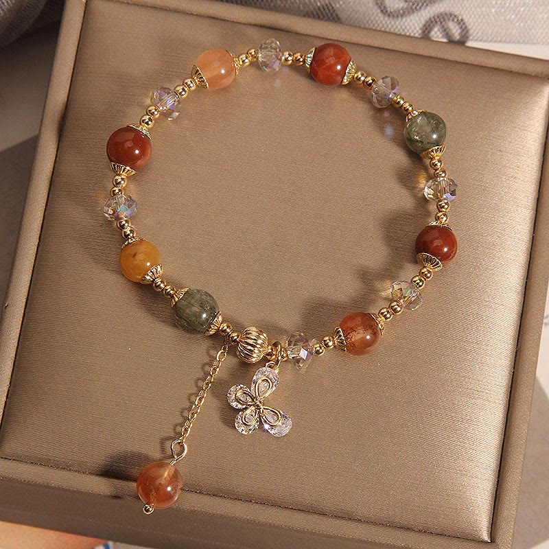 Rutilated Quartz Fu Lu Shou Wealth Butterfly Bracelet