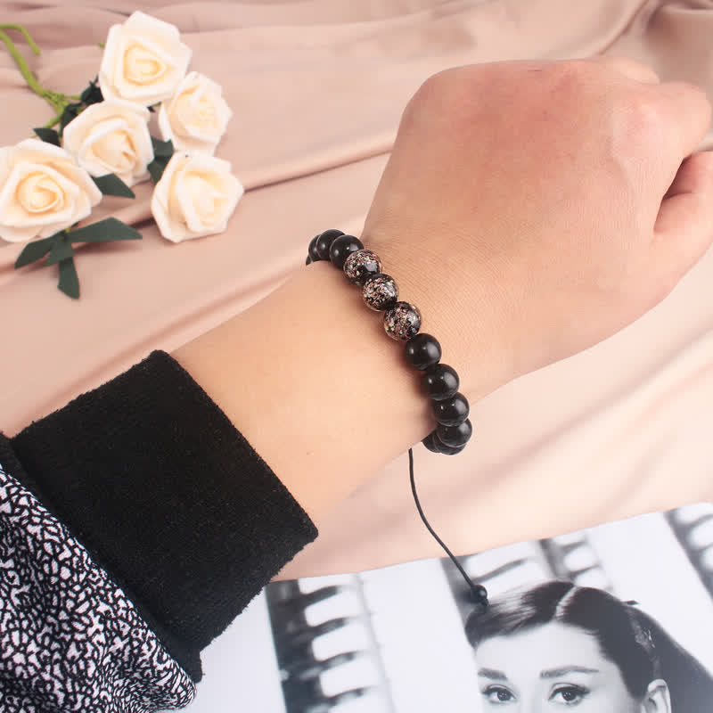 10mm Black Obsidian Strength Bracelet with Glowstone