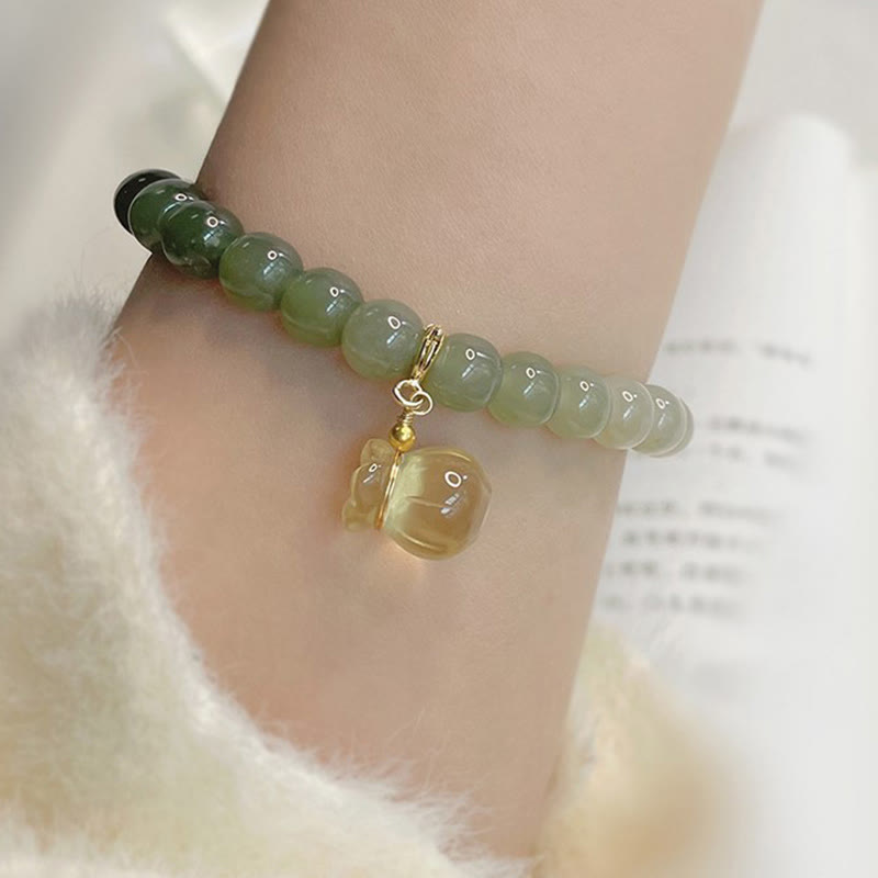 Hetian Jade Prosperity Money Bag Charm Bracelet