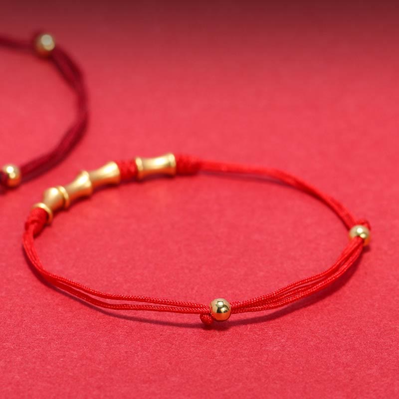 925 Sterling Silver Bamboo Protection Luck Red String Bracelet