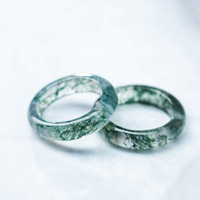 Moss Agate Healing Balance Ring 18mm Unisex Spiritual Jewelry