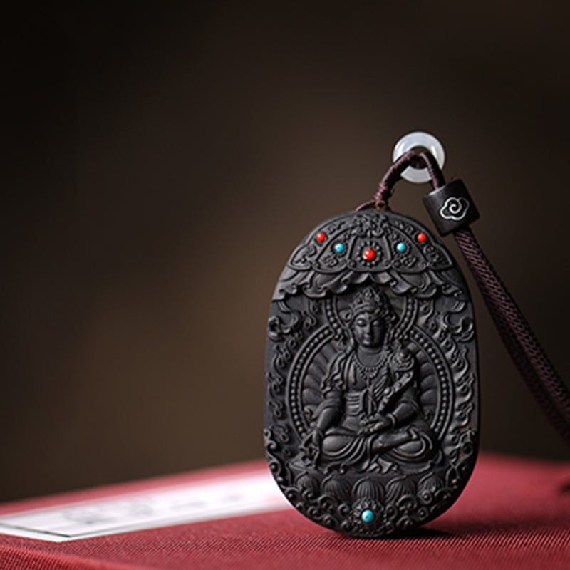 Chinese Zodiac Agarwood Necklace with Om Mani Padme Hum Pendant