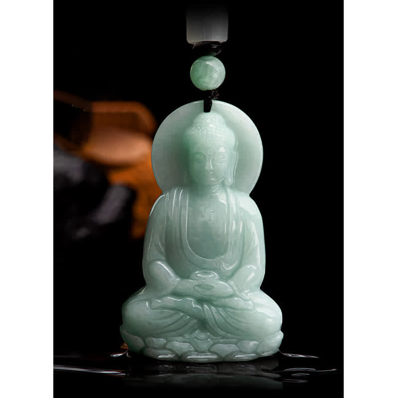 Amitabha Buddha Jade Amulet Necklace Compassion Symbol
