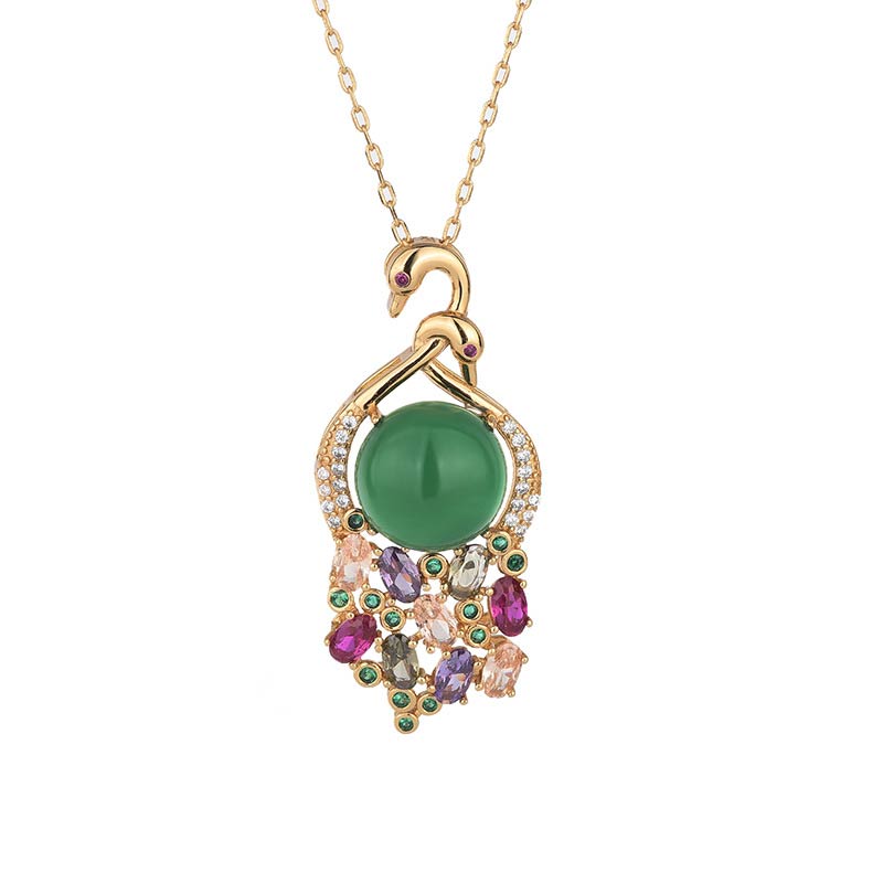 Cyan Jade Success Necklace for Harmony and Luck