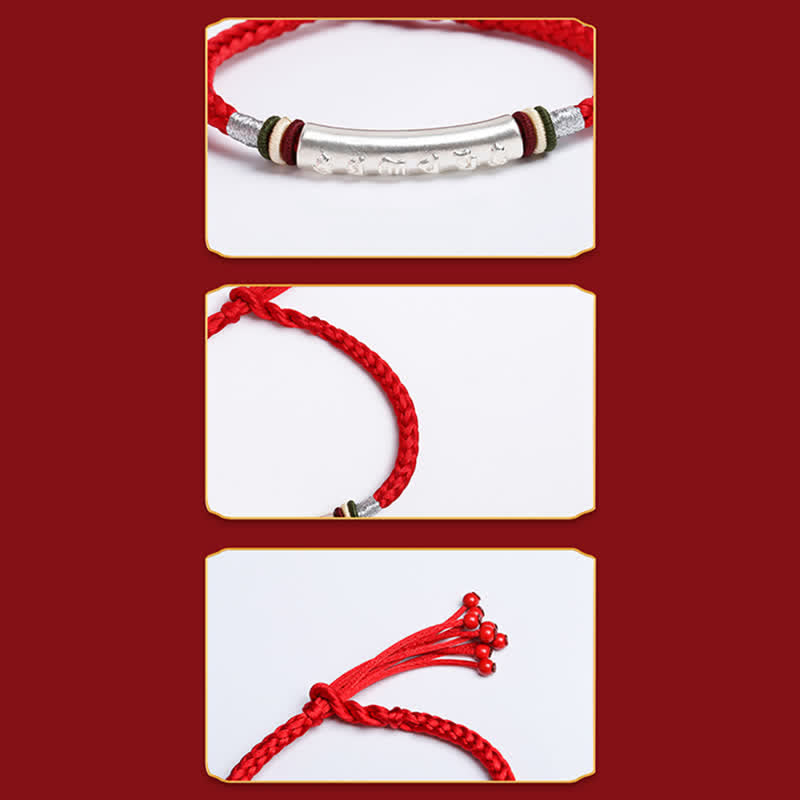 Om Mani Padme Hum 16.5cm Sterling Silver Protection Bracelet