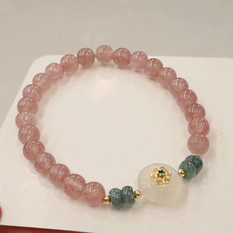 Strawberry Quartz Jade Healing Bracelet for Prosperity & Love