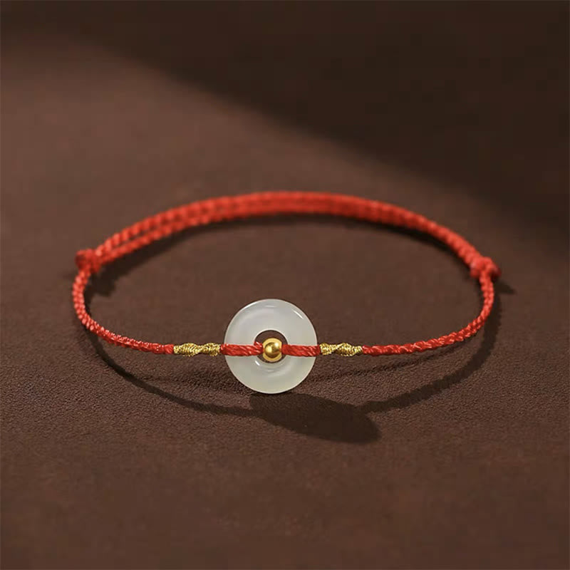 999 Gold Bead Hetian Jade Luck Bracelet with Peace Buckle