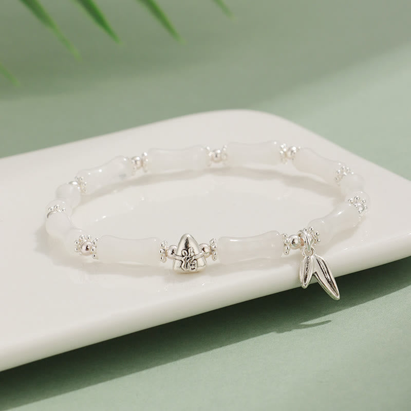 Peridot White Jade Bamboo Fu Symbolic Luck Bracelet