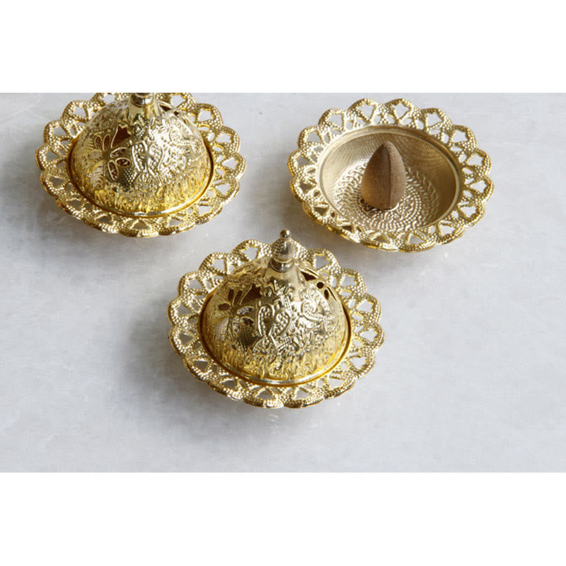 Gold Mini Tibetan Incense Burner for Meditation and Serenity