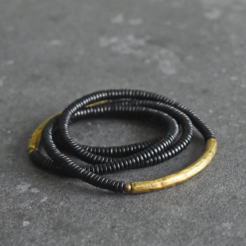 Ebony Wood Copper Multilayered Bracelet for Balance and Calm