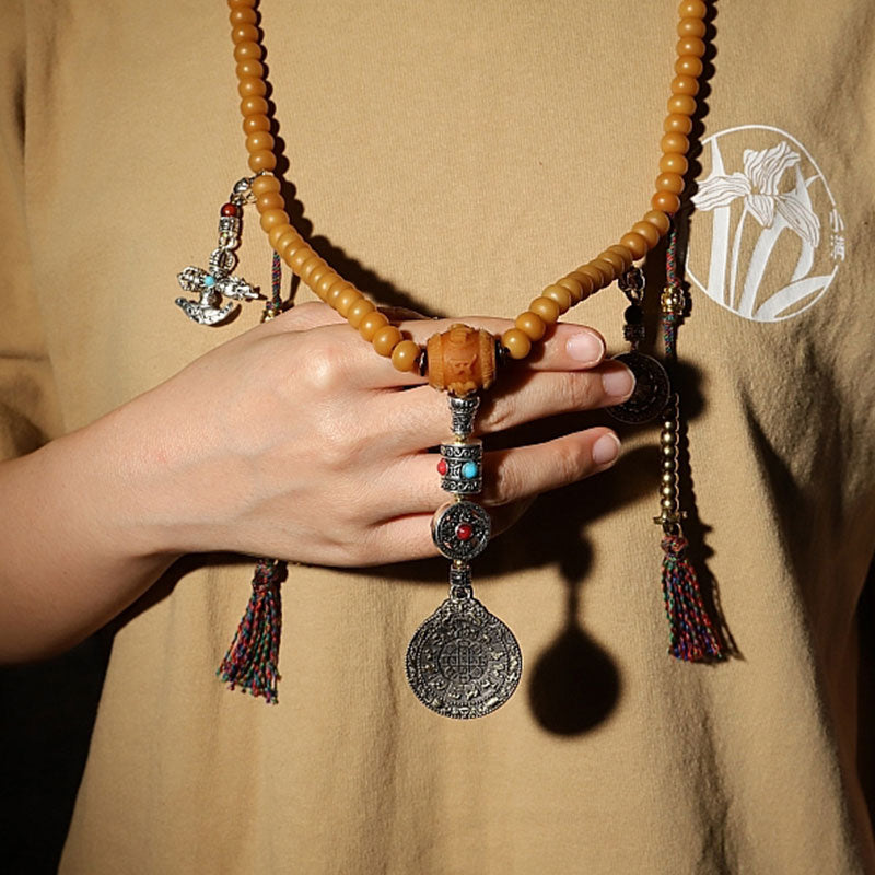 9mm Bodhi Seed 108 Beads Mala Bracelet for Wealth