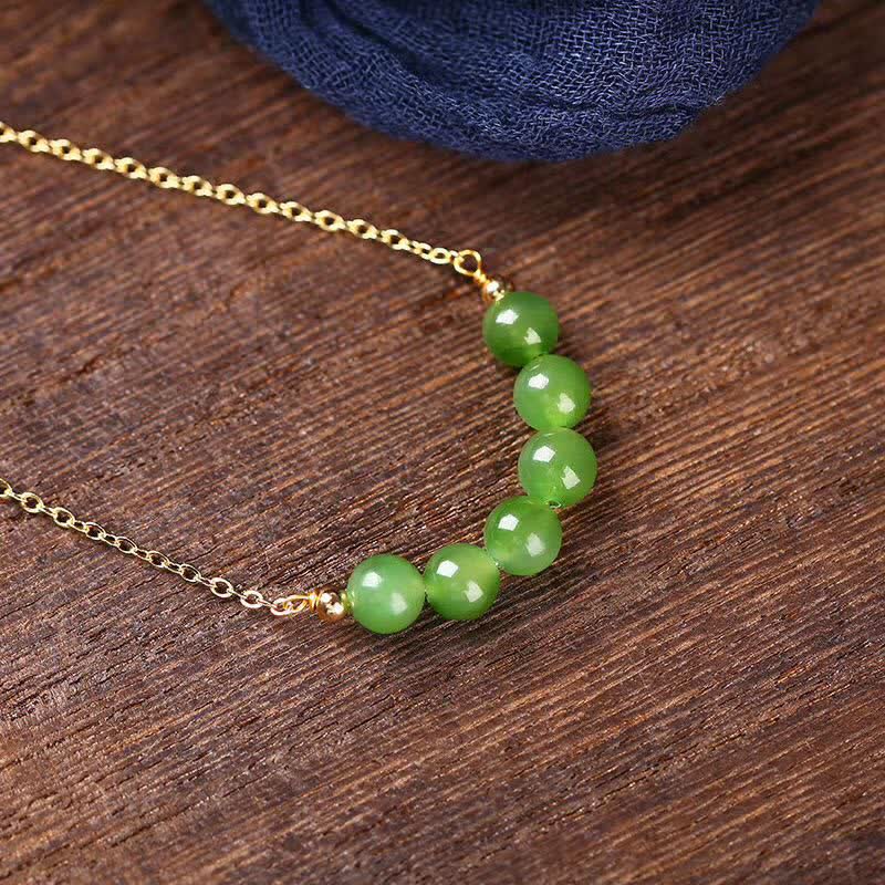 14k Gold Plated Hetian Cyan Jade Luck Necklace Pendant
