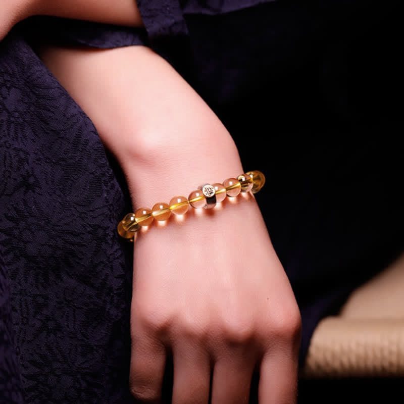 8mm Citrine Chinese Zodiac Bracelet for Spiritual Protection