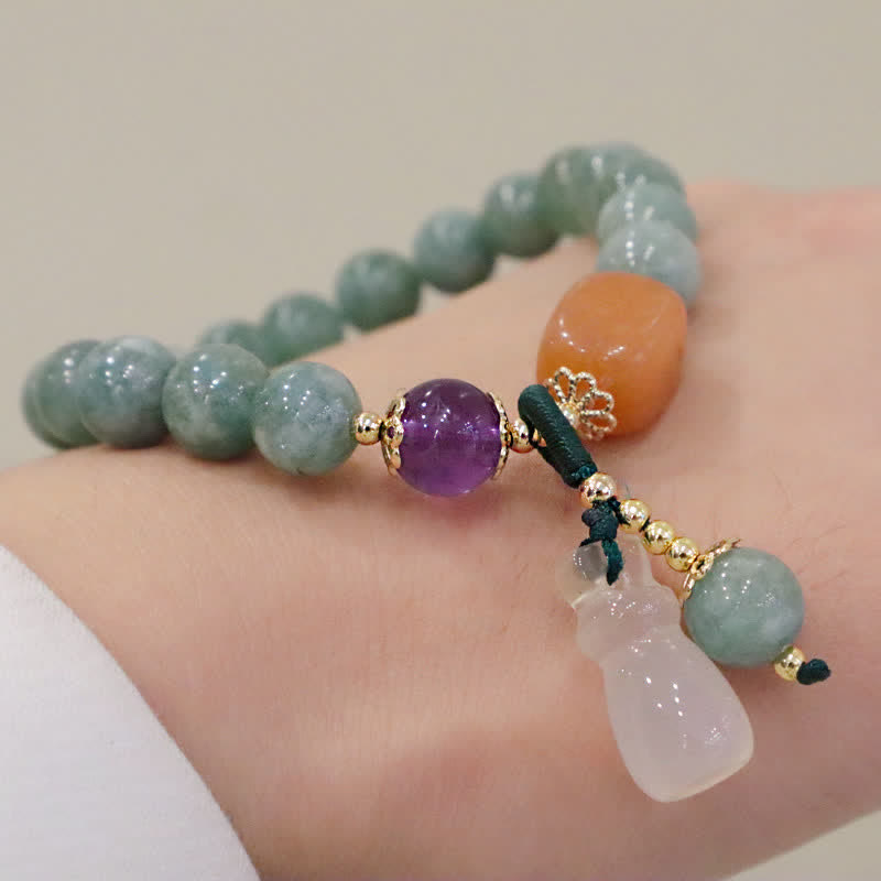 Healing Jade Bracelet with Cyan Jade & Amethyst for Harmony