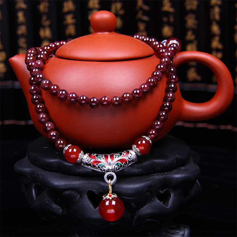 6mm Natural Garnet Red Agate Healing Bracelet for Protection