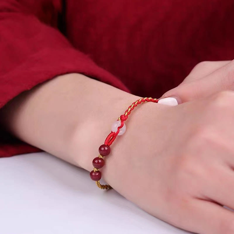 Cinnabar Jade Bracelet with Peace Buckle for Calm & Blessing