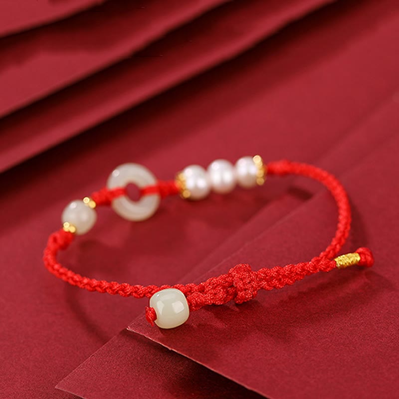925 Sterling Silver Gold Plated Hetian Jade Peace Buckle Bracelet