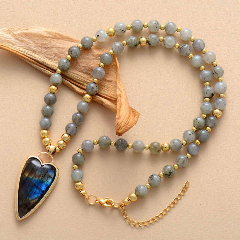 Labradorite Support Healing Necklace Pendant 45cm