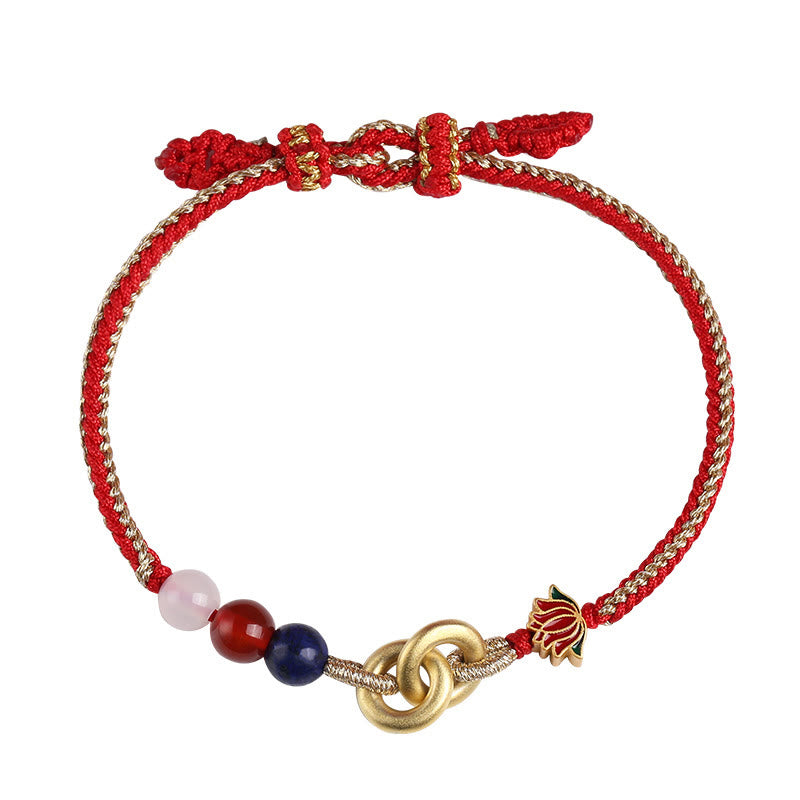 Sterling Silver Lotus Peace Buckle Bracelet for Protection