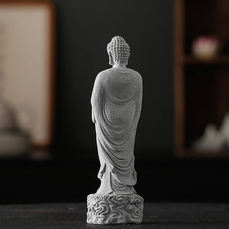 Meditation Buddha Statue Sandstone 6x6x20cm for Serenity Home