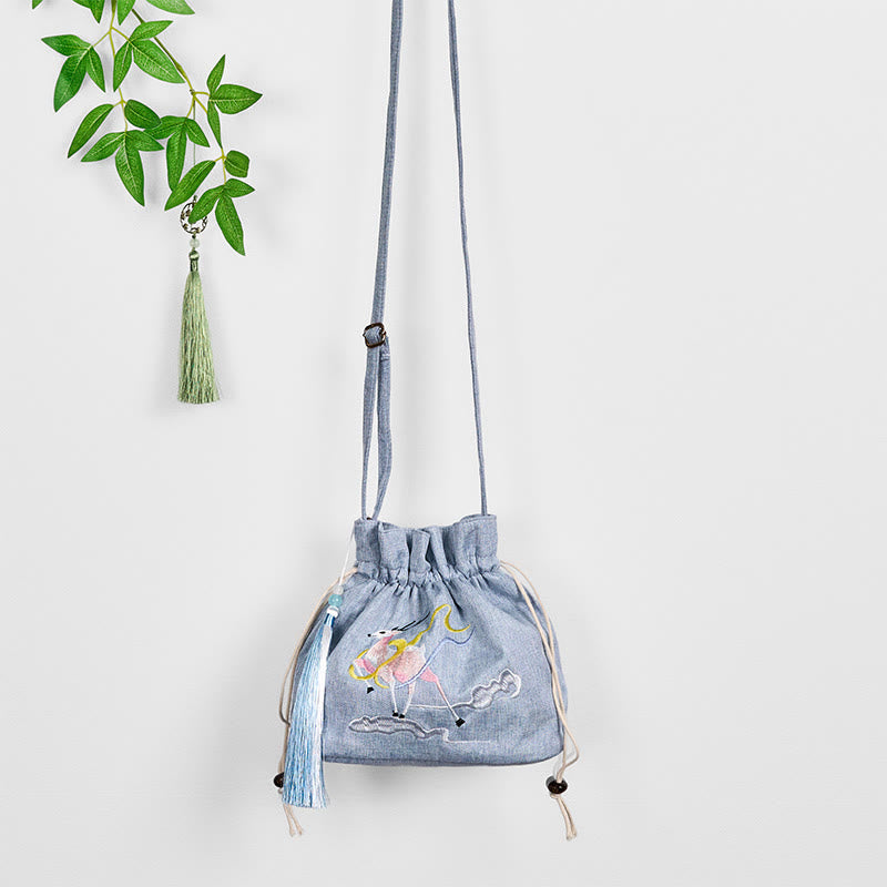 Fairy Deer Cotton Linen Yoga Bag 19x20x10cm