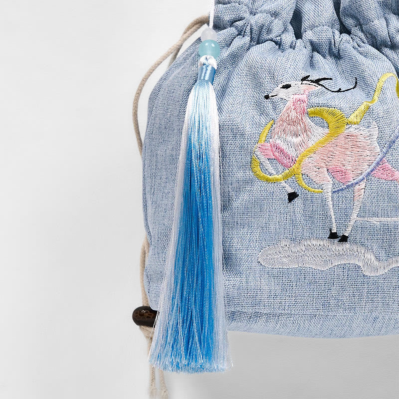Fairy Deer Cotton Linen Yoga Bag 19x20x10cm