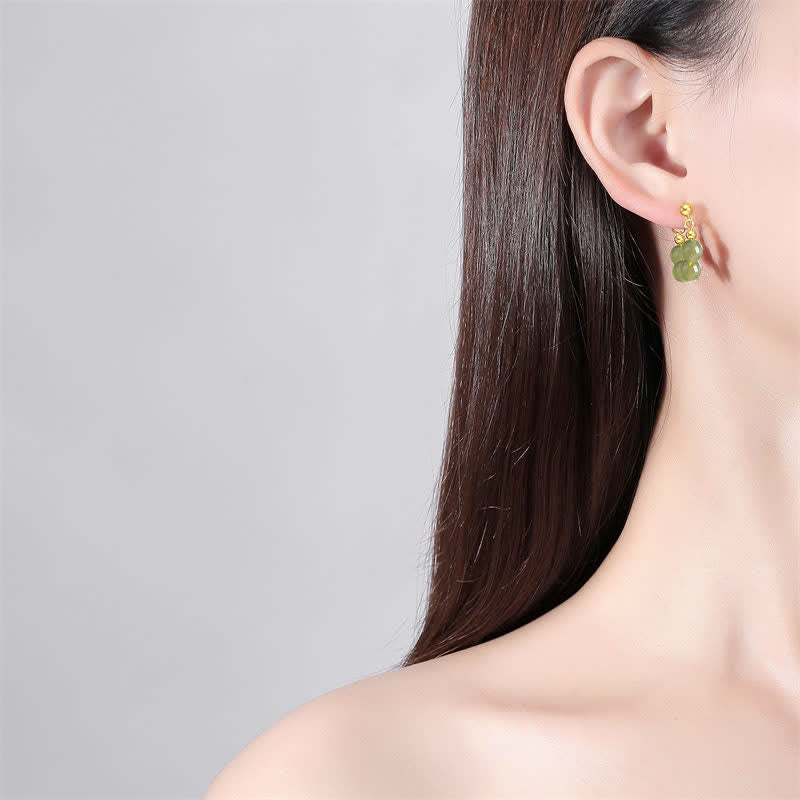 925 Sterling Hetian Jade Red Agate Abundance Earrings