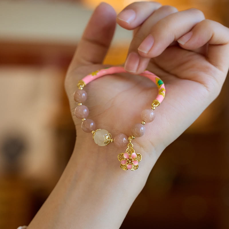 8mm Sun Stone Golden Silk Jade Wealth Bracelet