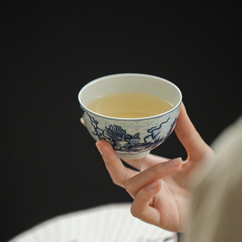 Blue Dragon Ceramic Teacup 80ml | Chinese Tea Cup