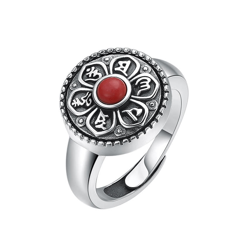 Adjustable Copper Om Mani Padme Hum Ring Spiritual Peace