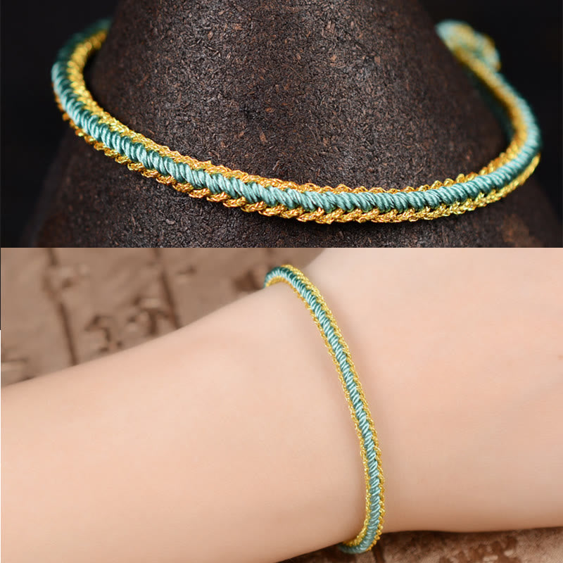 Two-Color Handcrafted Eight Thread Peace Knot Red String Bracelet