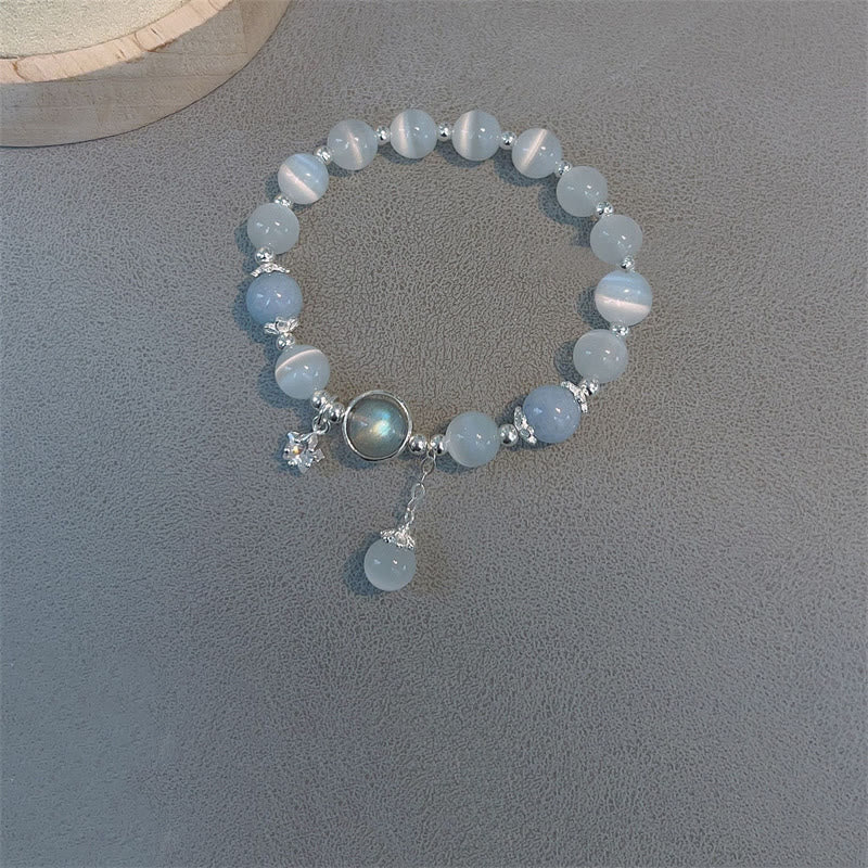 Cat's Eye Moonstone Bracelet with Butterfly or Star Charm for Balance