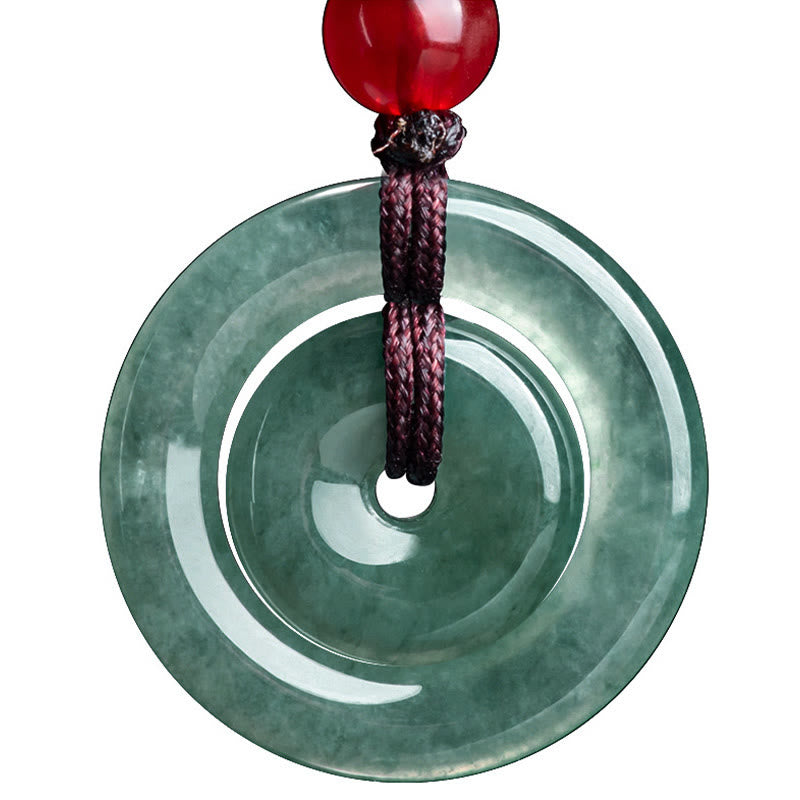 Green Jade Double Peace Buckle Necklace for Abundance