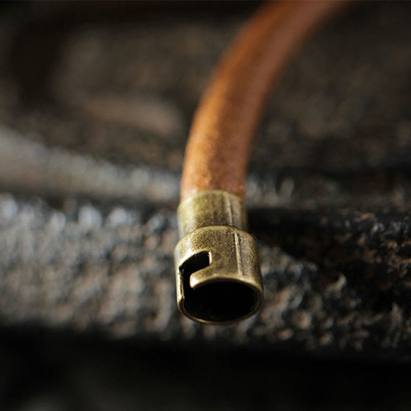 Retro Copper Leather Spiritual Bracelet for Luck & Healing