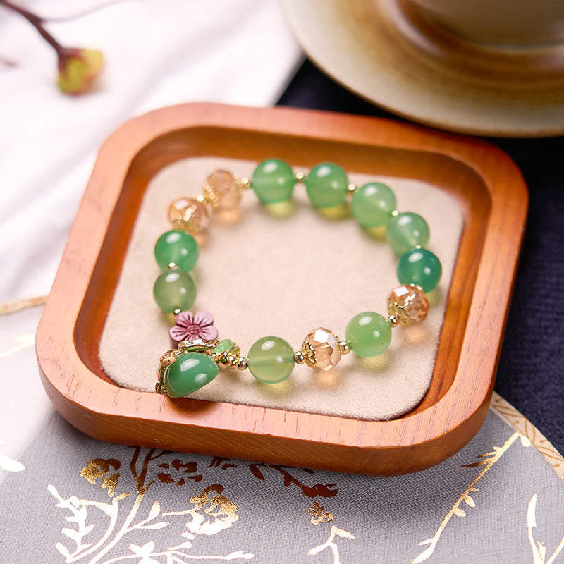 10mm Natural Red and Green Agate Confidence Bracelet