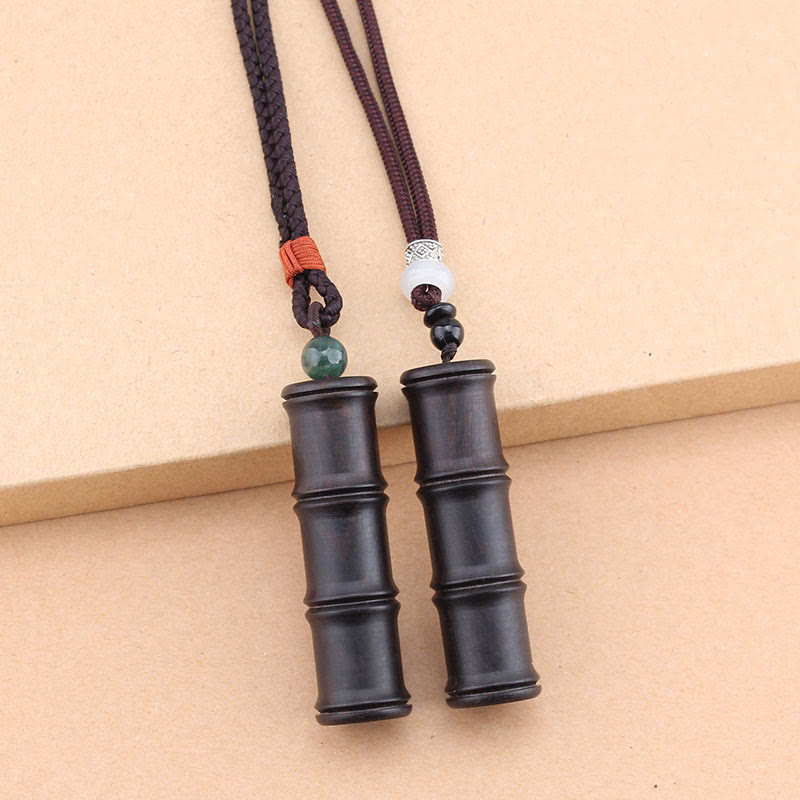 Ebony Wood Spiritual Necklace with Bamboo Ghau Prayer Box