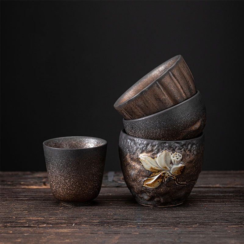 Lotus Pod Leaf Flower Ceramic Kung Fu Tea Cup 110ml