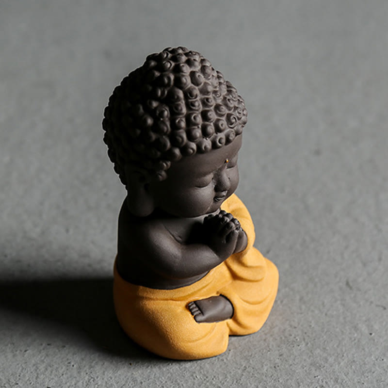 Small Purple Clay Buddha Statue for Home Serenity