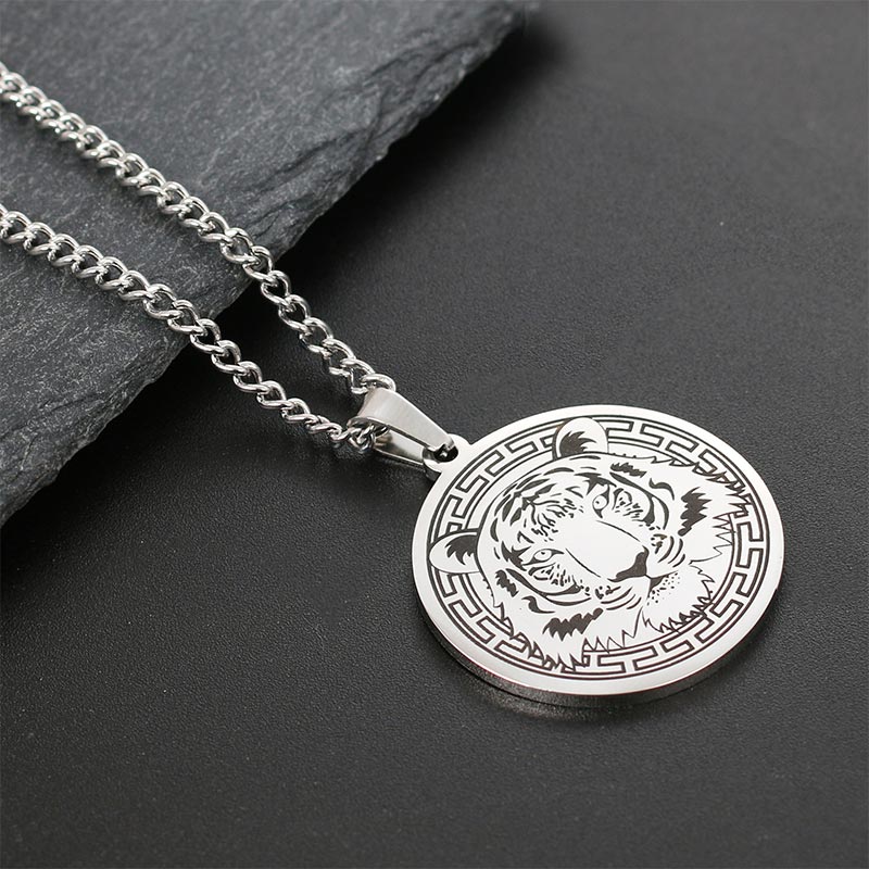 Unisex Titanium Steel Spiritual Protection Necklace with Animal Pendant