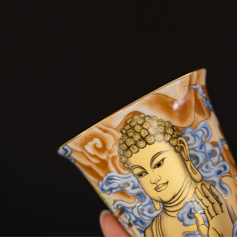 Dunhuang Flying Apsaras Ceramic Tea Cup 100ml Zen Decor