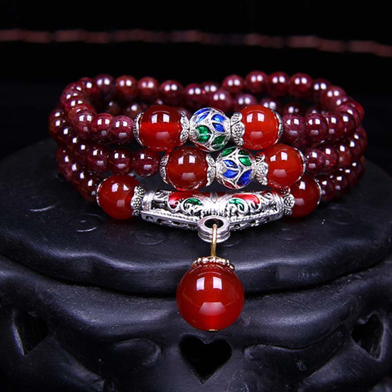 6mm Natural Garnet Red Agate Healing Bracelet for Protection
