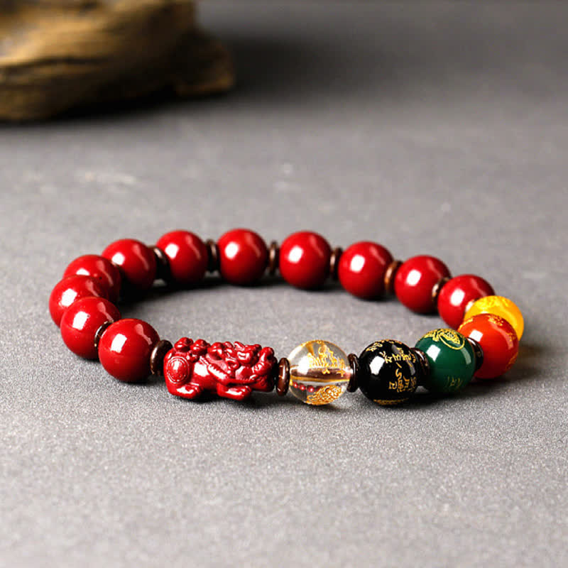 10mm Cinnabar PiXiu Blessing Bracelet for Wealth & Calm