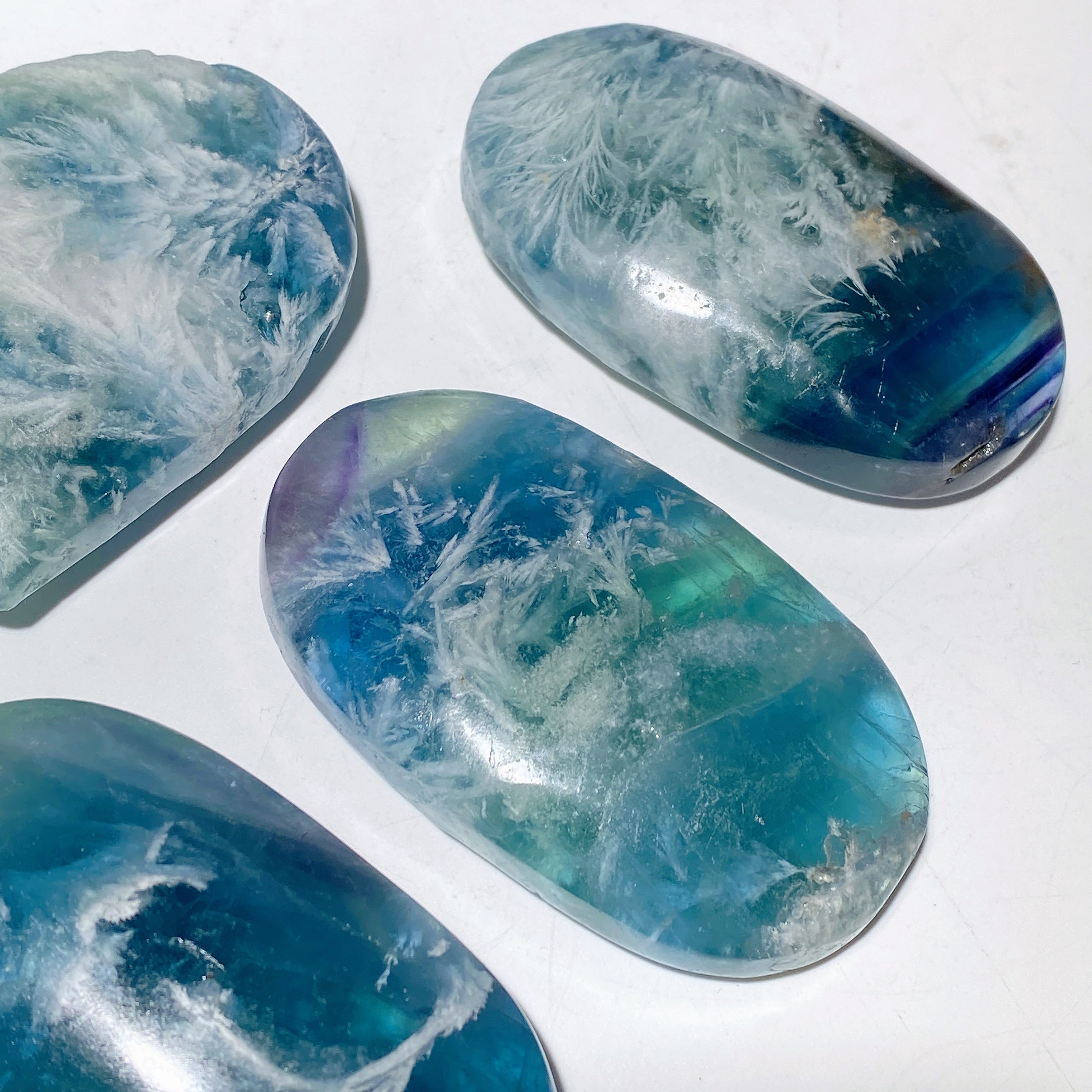 Feather Fluorite 2-3 Inch Heart & Palm Crystal for Healing