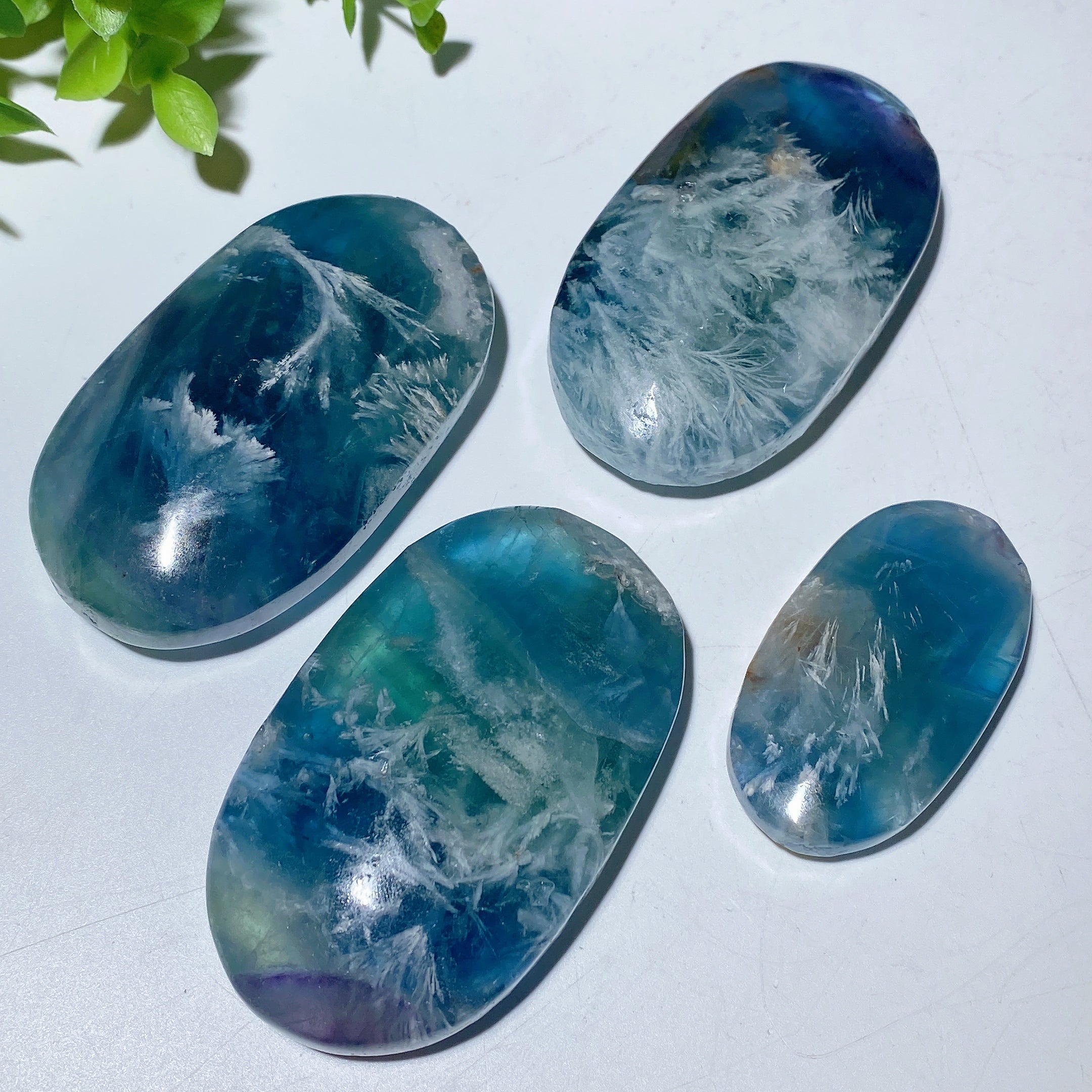Feather Fluorite 2-3 Inch Heart & Palm Crystal for Healing