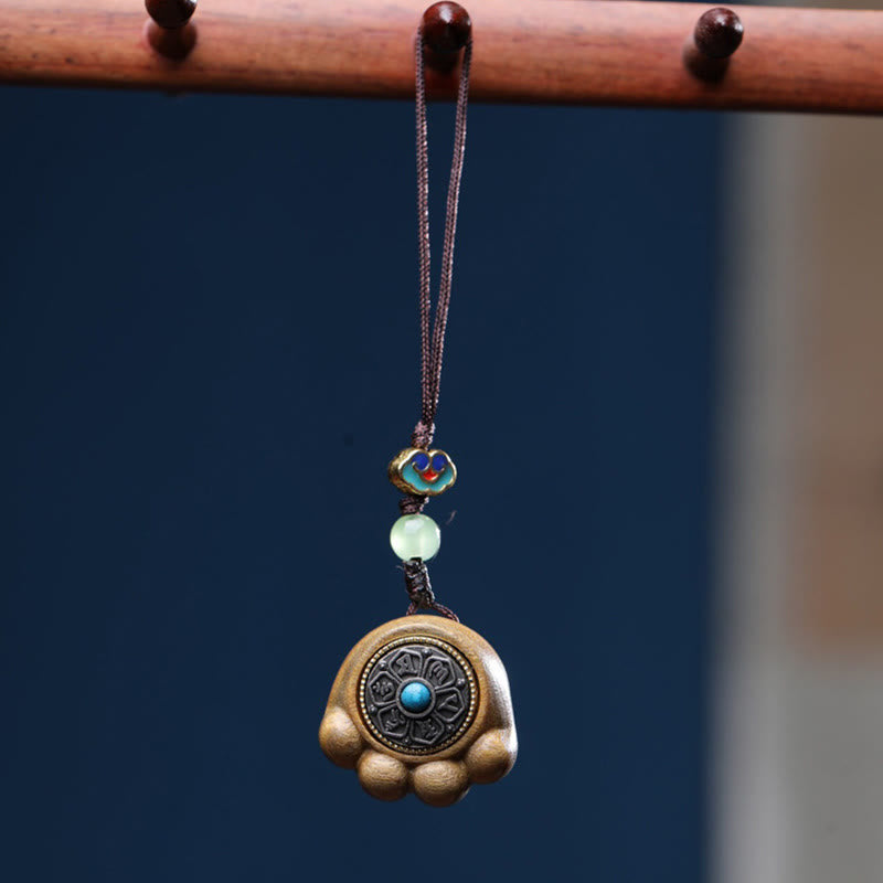 Sandalwood Protection Phone Hanging with Lucky Cat Paw Claw Charm